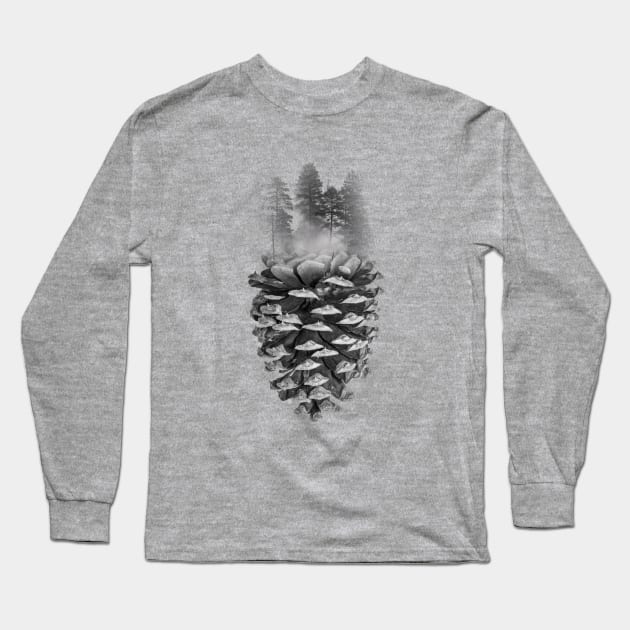 Pine Cone Forest Long Sleeve T-Shirt by BlackGrain